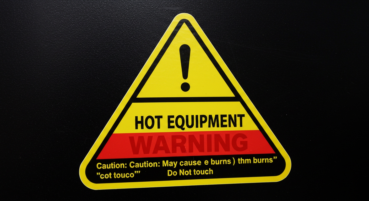 뜨거운 장비 경고 스티커